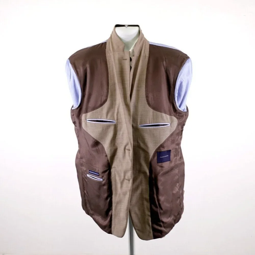 Tommy‎ Hilfiger Brown Tan Sharkskin Wool 44R 2 Button Blazer